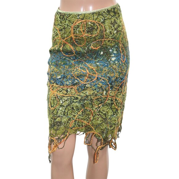 Bold Avant Garde Baldolera Patterned Raw Knit Skirt S - Picture 1 of 5